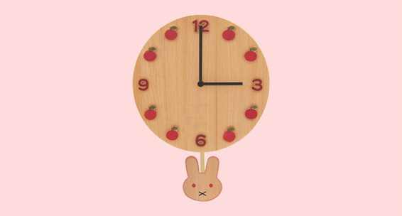 振り子付き時計(うさぎ/赤)