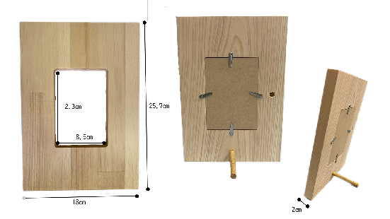 オリジナル フォトフレーム【ヒノキ ムク材】タテ版